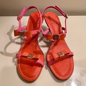 New Tory Burch orange pink sandals, size 7